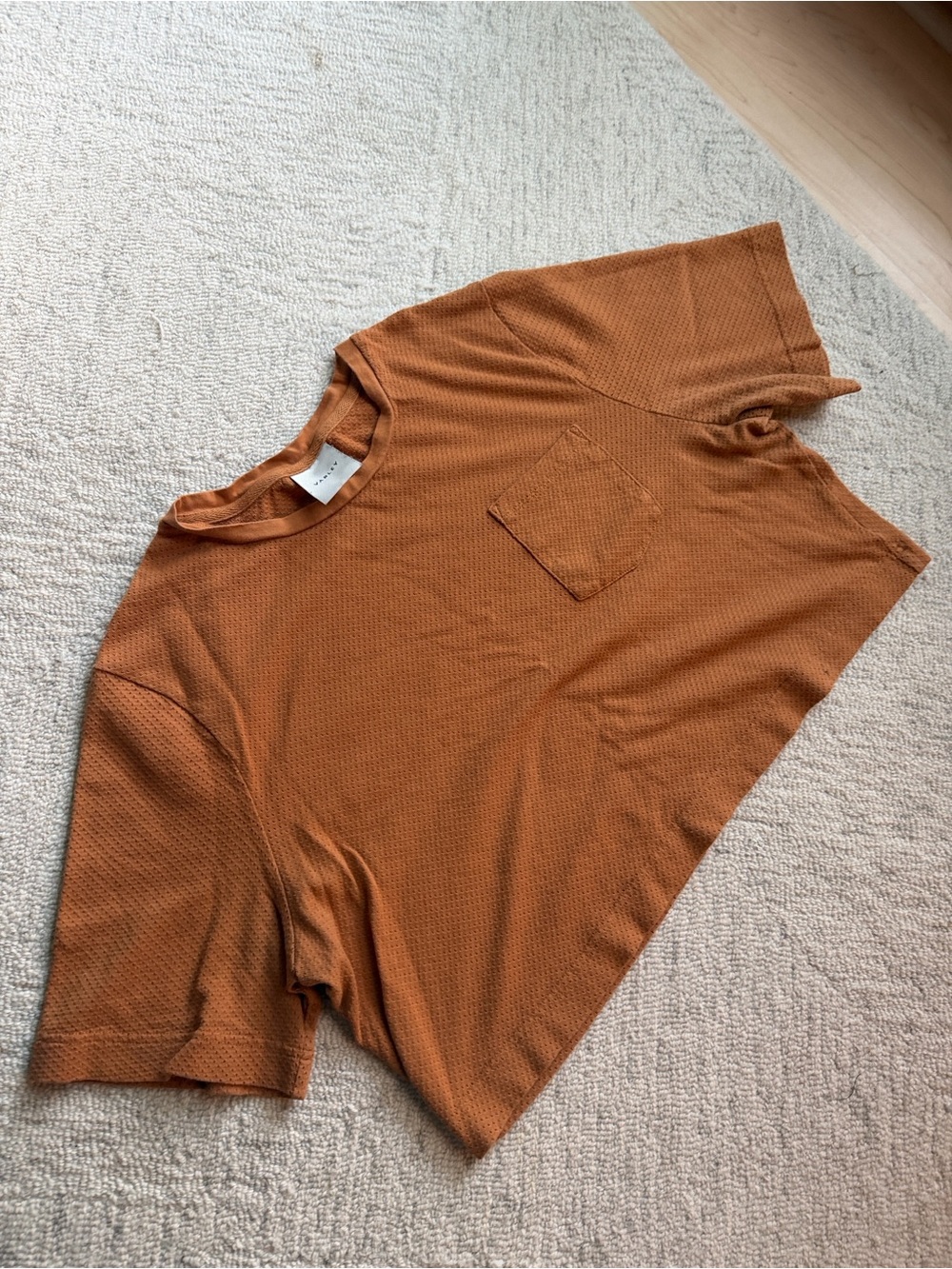 Varley Rust Perforated Cropped Pocket Tee